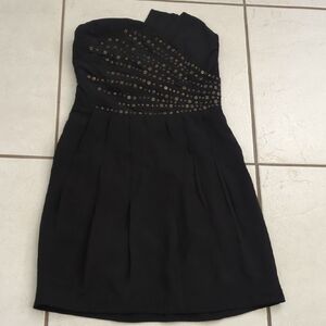 Chic Black Strapless Dress with Embellishments